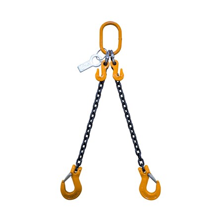 Chain Sling, 2 Legs, 3/8, G80, Sling Hook, W/ Chain Adjuster, 19Ft